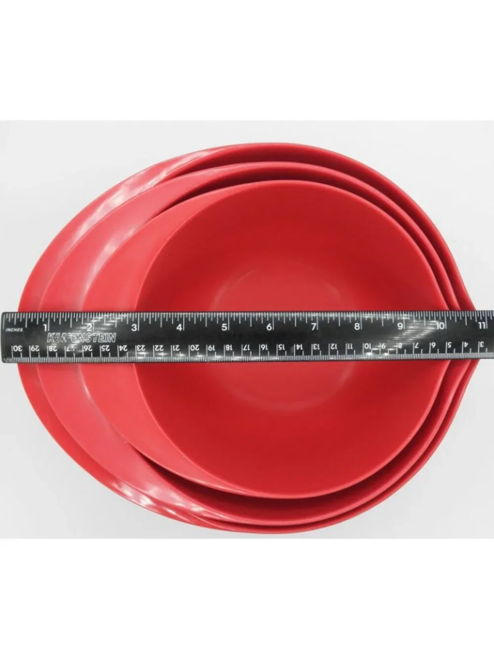 Sur La Table Red Melamine Spout Mixing Batter Bowl 2, 3, and 4 Quart Nesting Set